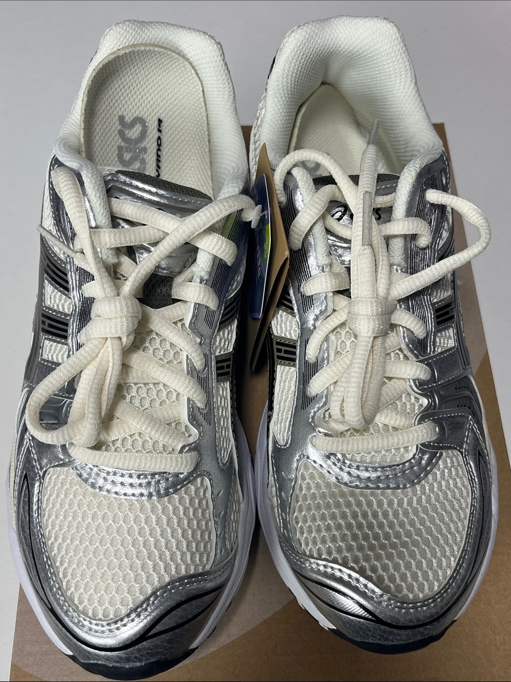 Asics Silver and White Running Sneakers